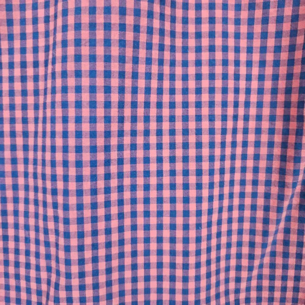 J Crew Re-Imagined Slim Untucked Flex Washed Size L Shirt Blue Red Checks Preppy